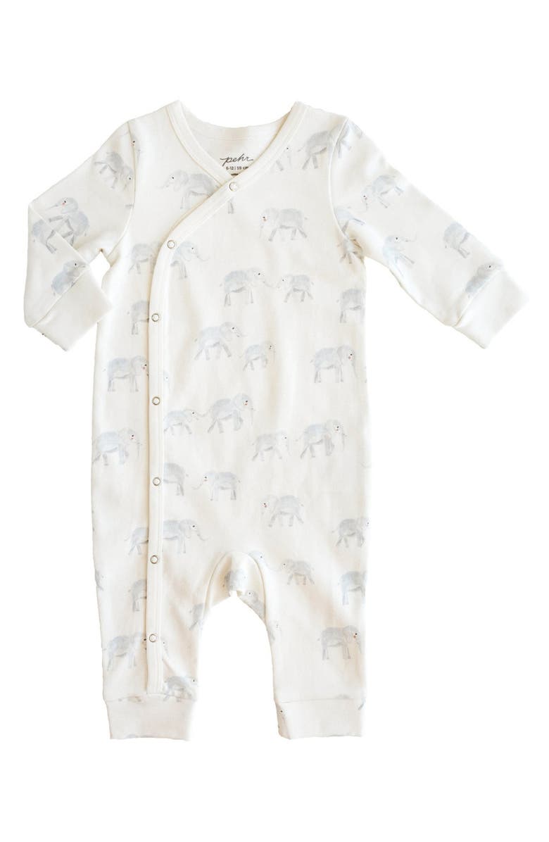 Pehr Follow Me Elephant Organic Cotton Romper, Main, color, 