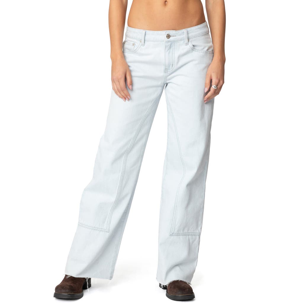 Edikted Savanna Low Rise Wide Leg Jeans In Light-blue