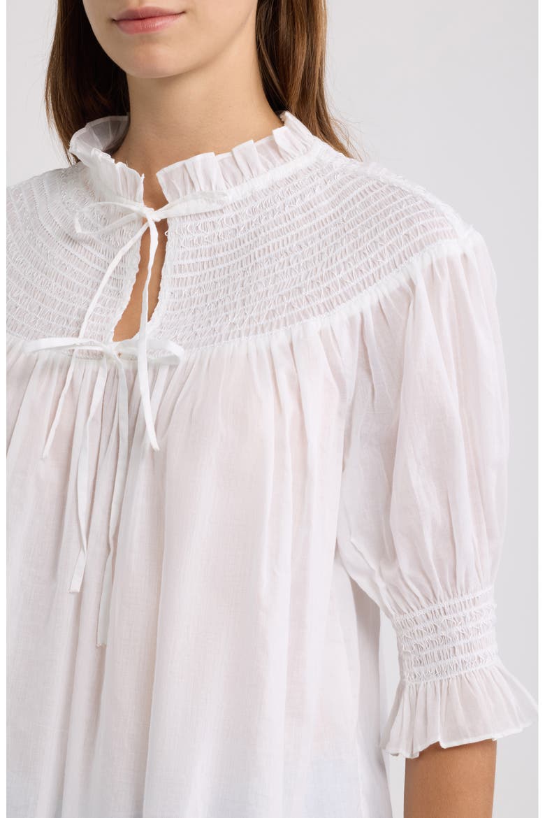 Zinnia Nap Smocked Cotton Top, Alternate, color, WHITE