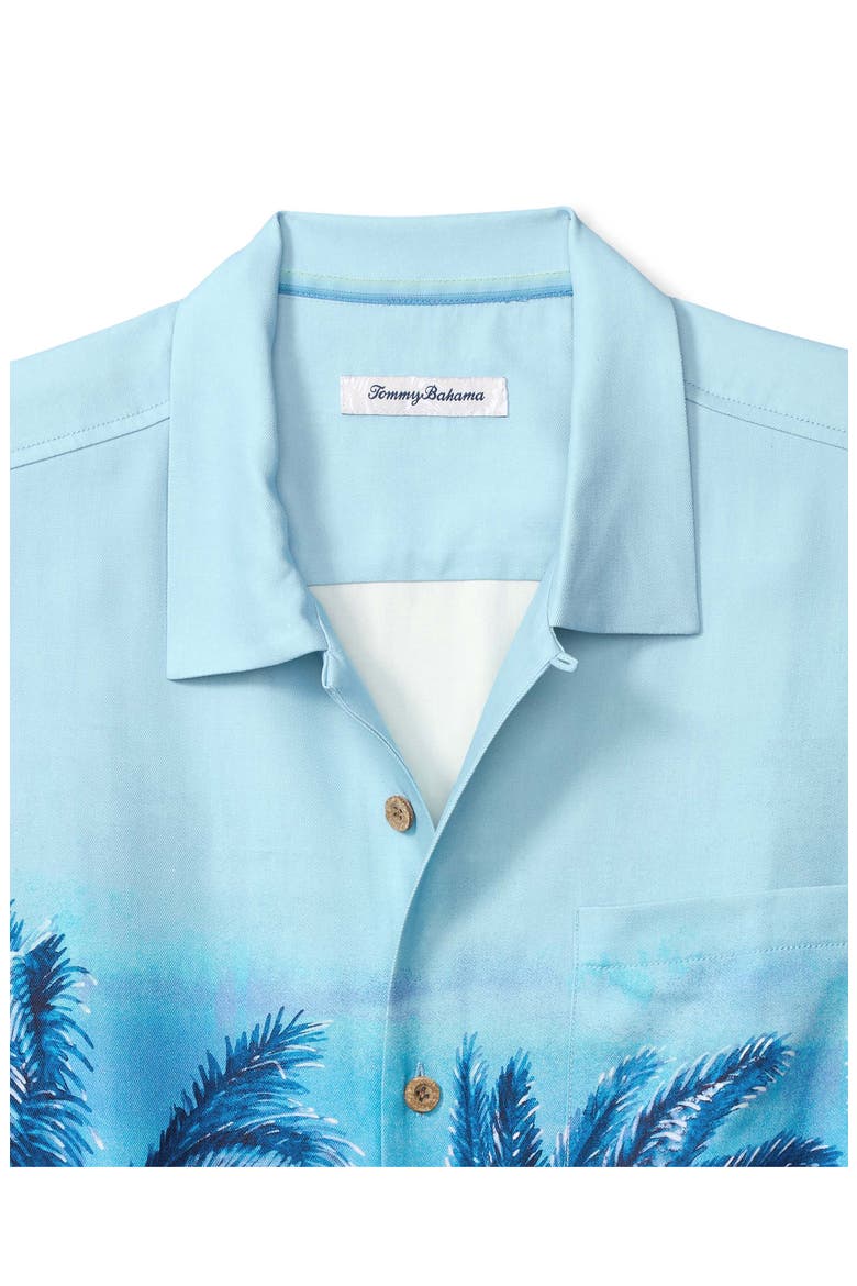 Hibiscus Hues Short Sleeve Silk Button-Up Shirt, Alternate, color, VACATION BLUE