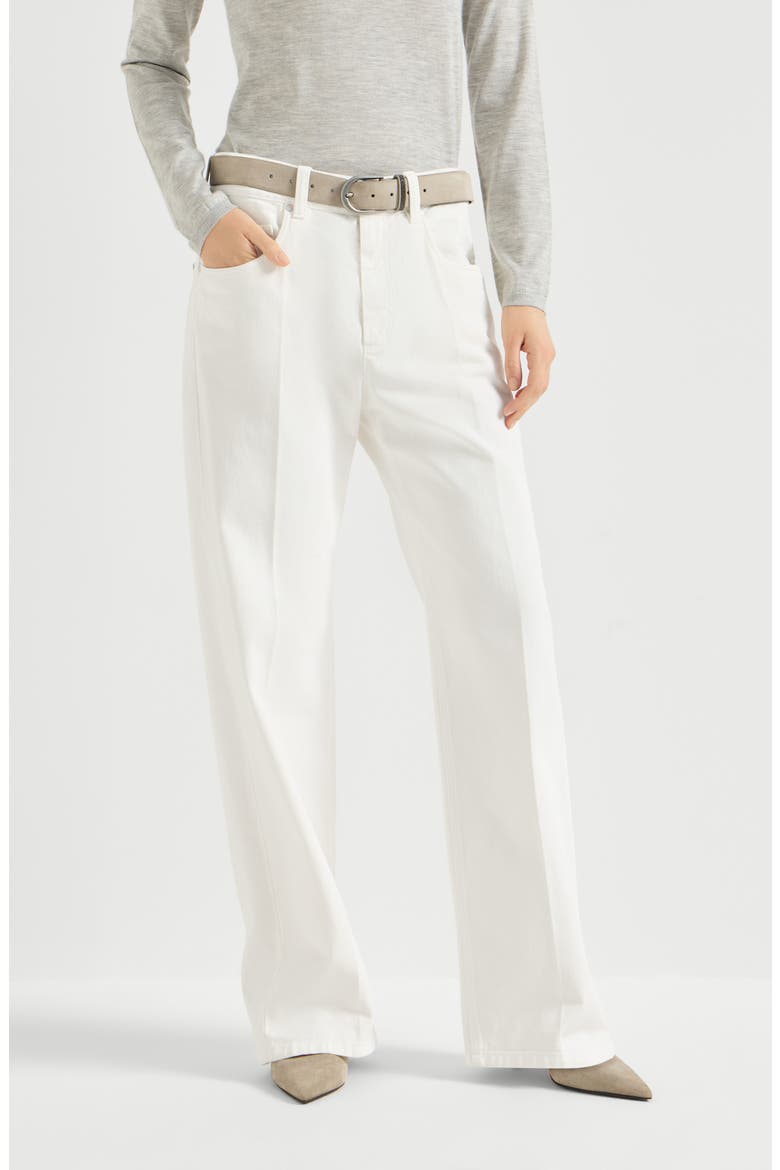 Dyed denim contemporary loose trousers, Main, color, Panama
