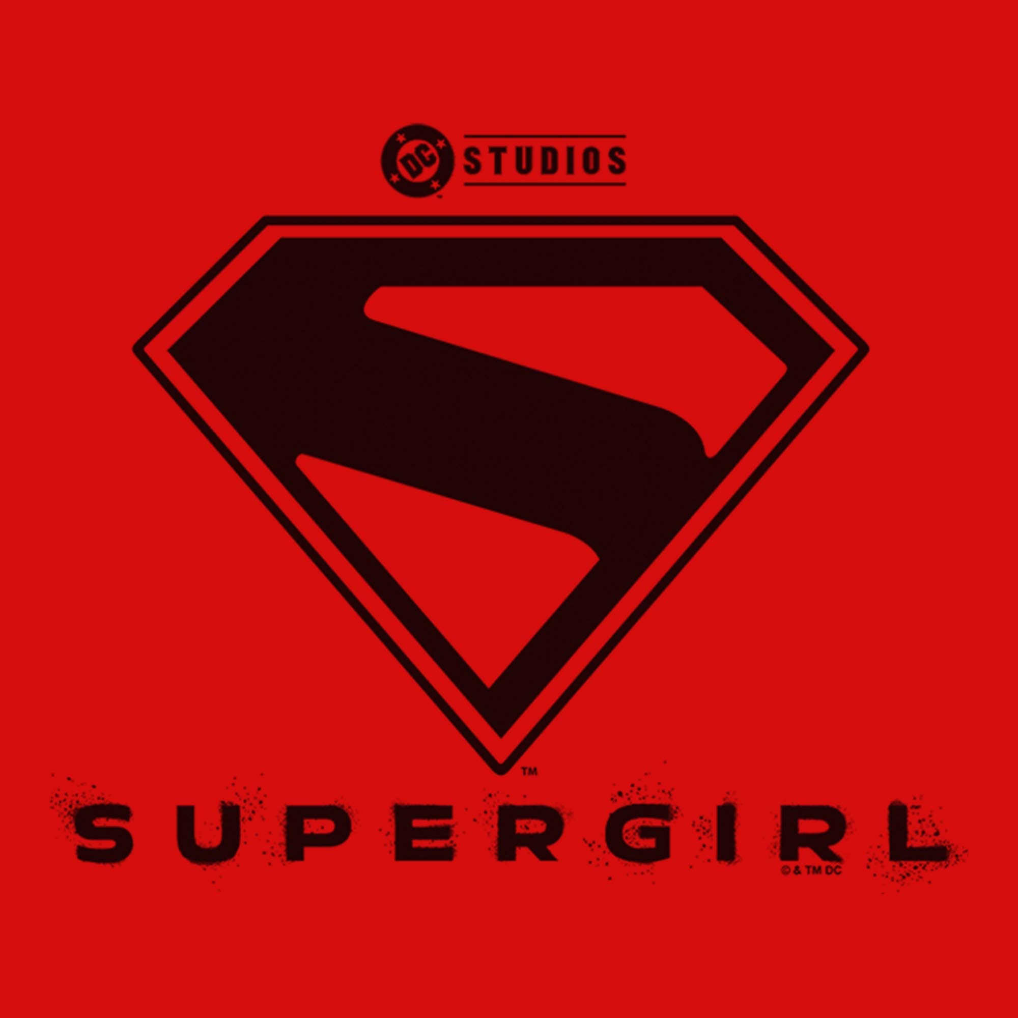 Supergirl Girls' Official Shield Black Logo Graphic Short Sleeve T ...