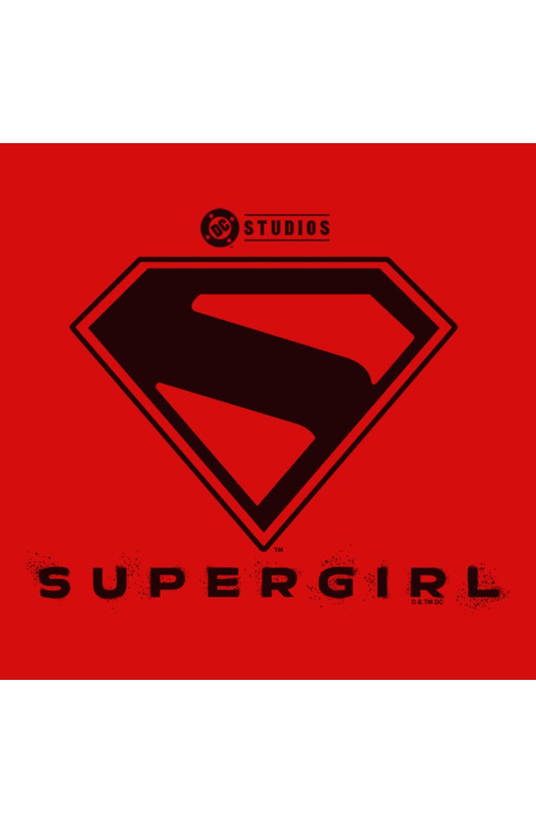Supergirl Girl's Supergirl Official Shield Black Logo Graphic T-Shirt, Alternate, color, Red