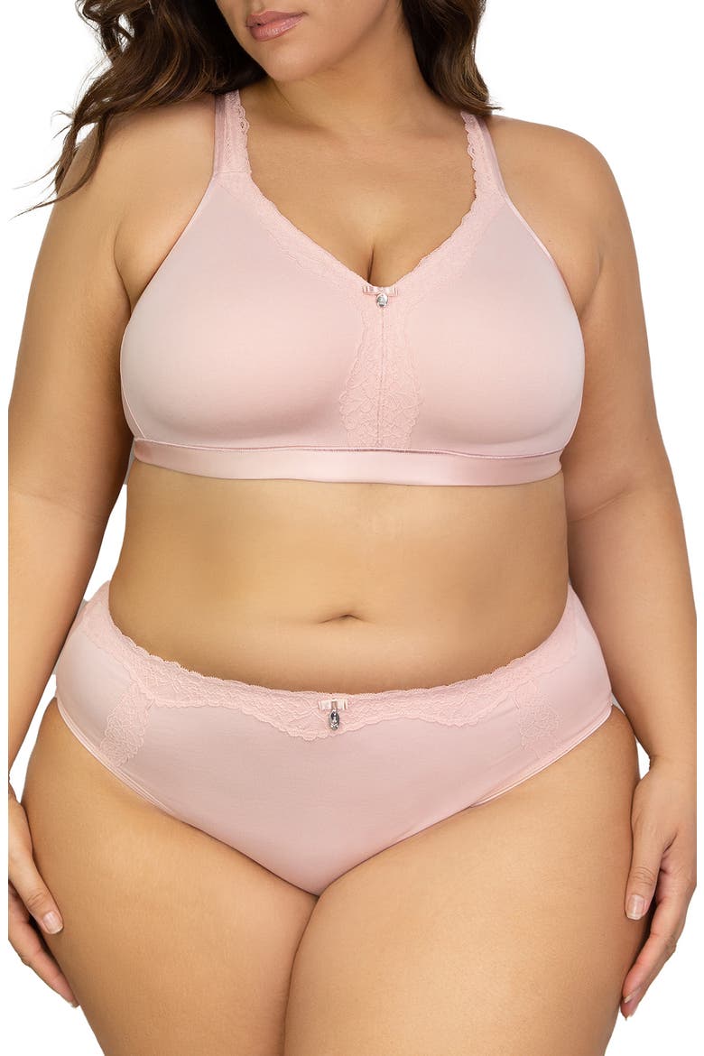 Lace Trim Wireless Bra, Alternate, color, BLUSHING ROSE