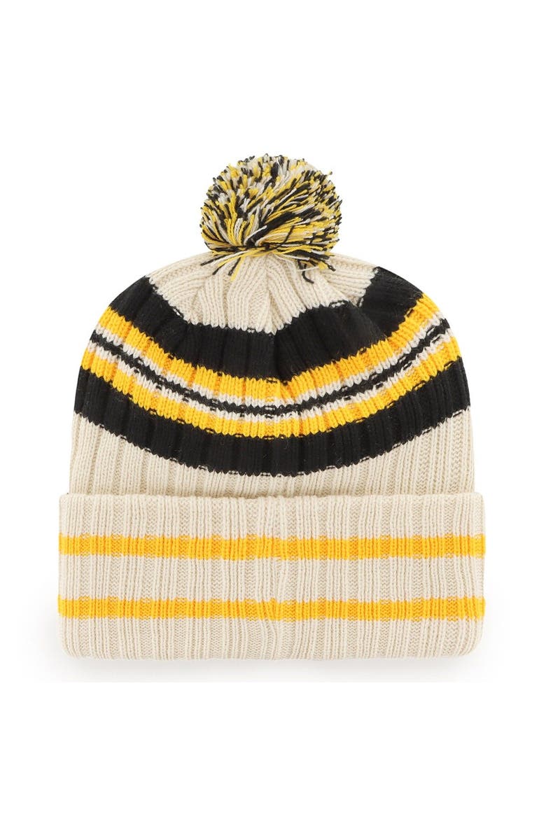 Men's '47 Natural Pittsburgh Pirates Home Patch Cuffed Knit Hat with Pom, Alternate, color, Natural