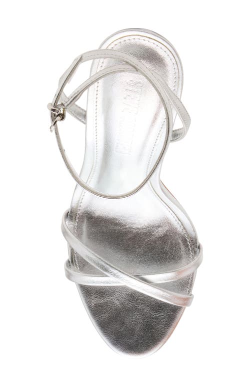 Steve Madden Ankle Strap Stiletto Sandal In Silver