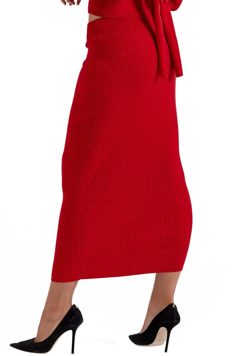 HOUSE OF CB Lourdes Rib Maxi Skirt, Alternate, color, Blood Red
