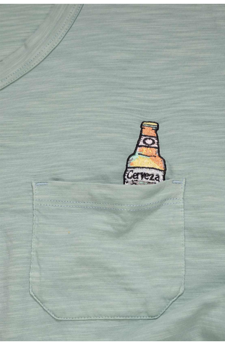 Baja Llama Cerveza For My Face-A Slub Pima Pocket Tee, Alternate, color, Green