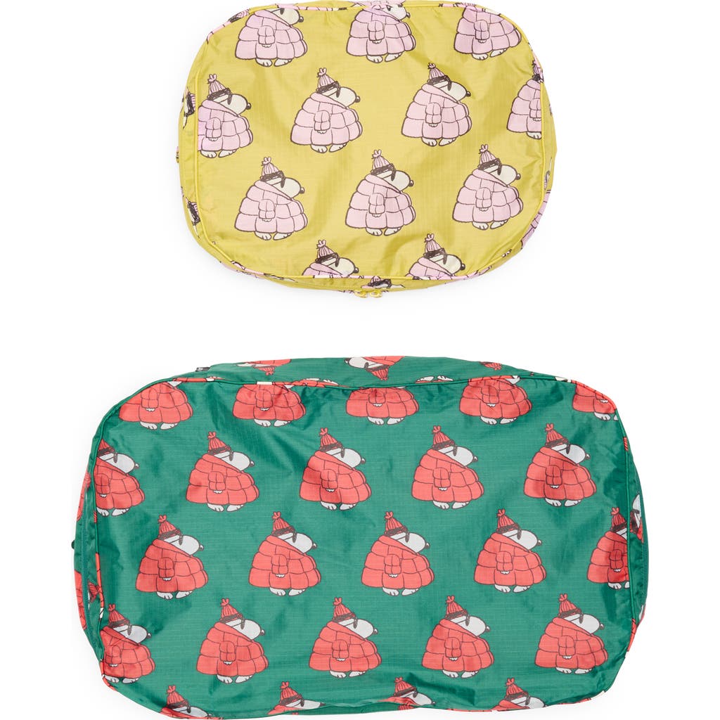 Baggu X Peanuts Set Of 2 Assorted Puffer Snoopy Packing Cubes