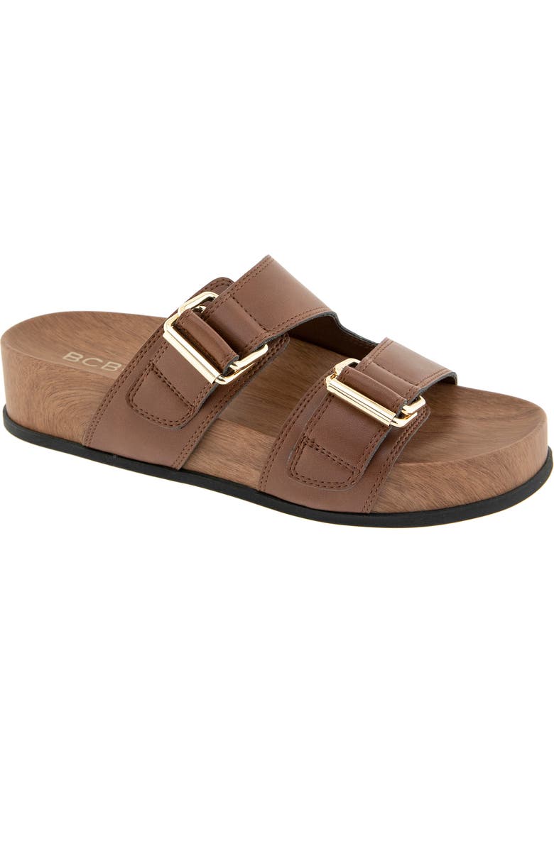 BCBG Sanzia Platform Slide Sandal, Main, color, Tobacco Brown
