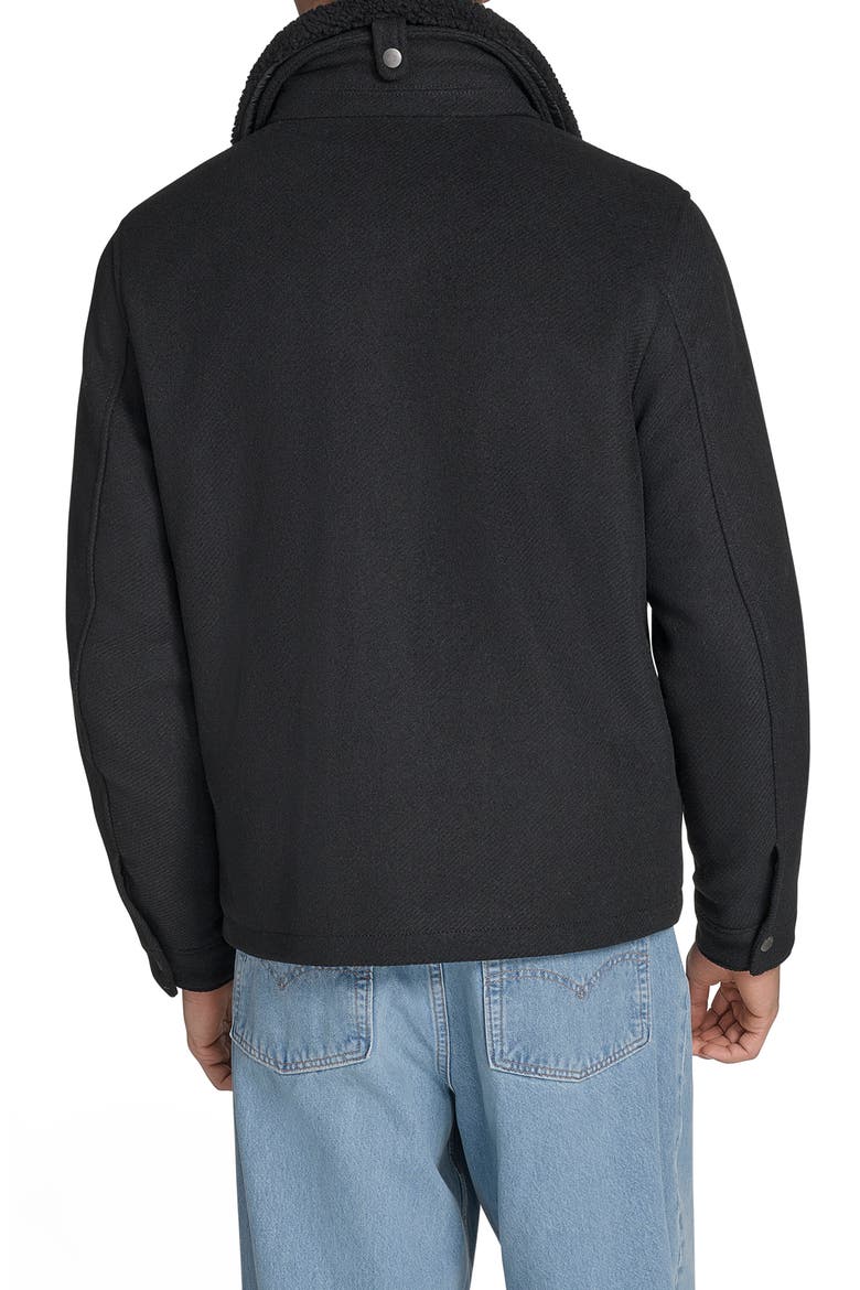 Brushed Twill Depot Jacket with Faux Shearling Collar, Alternate, color, BLACK