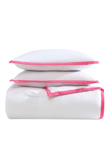 Betsey Johnson Signature Hotel Solid Comforter & Sham Set In White/pink