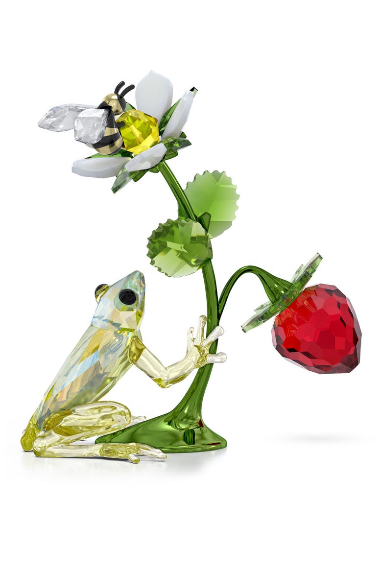Idyllia Frog, Bee & Strawberry Crystal Figurine, Alternate, color, MULTICOLORED