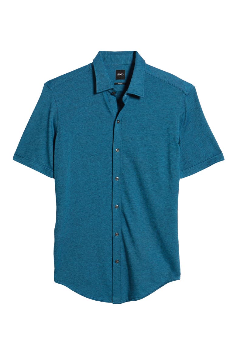 Robb Slim Fit Jersey Short Sleeve Sport Shirt, Alternate, color, BLUE