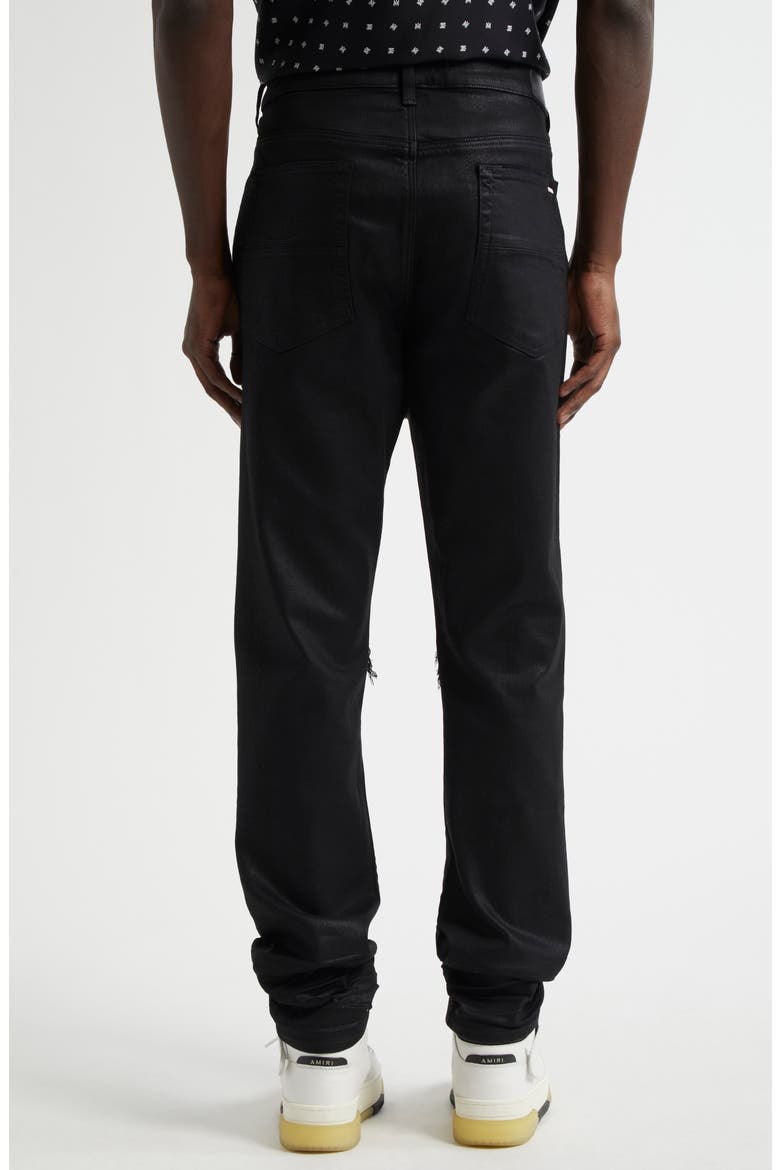 MX1 Leather Patched Distressed Waxed Jeans, Alternate, color, BLACK