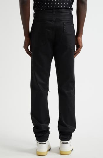AMIRI MX1 Leather Patched Distressed Waxed Jeans | Nordstrom