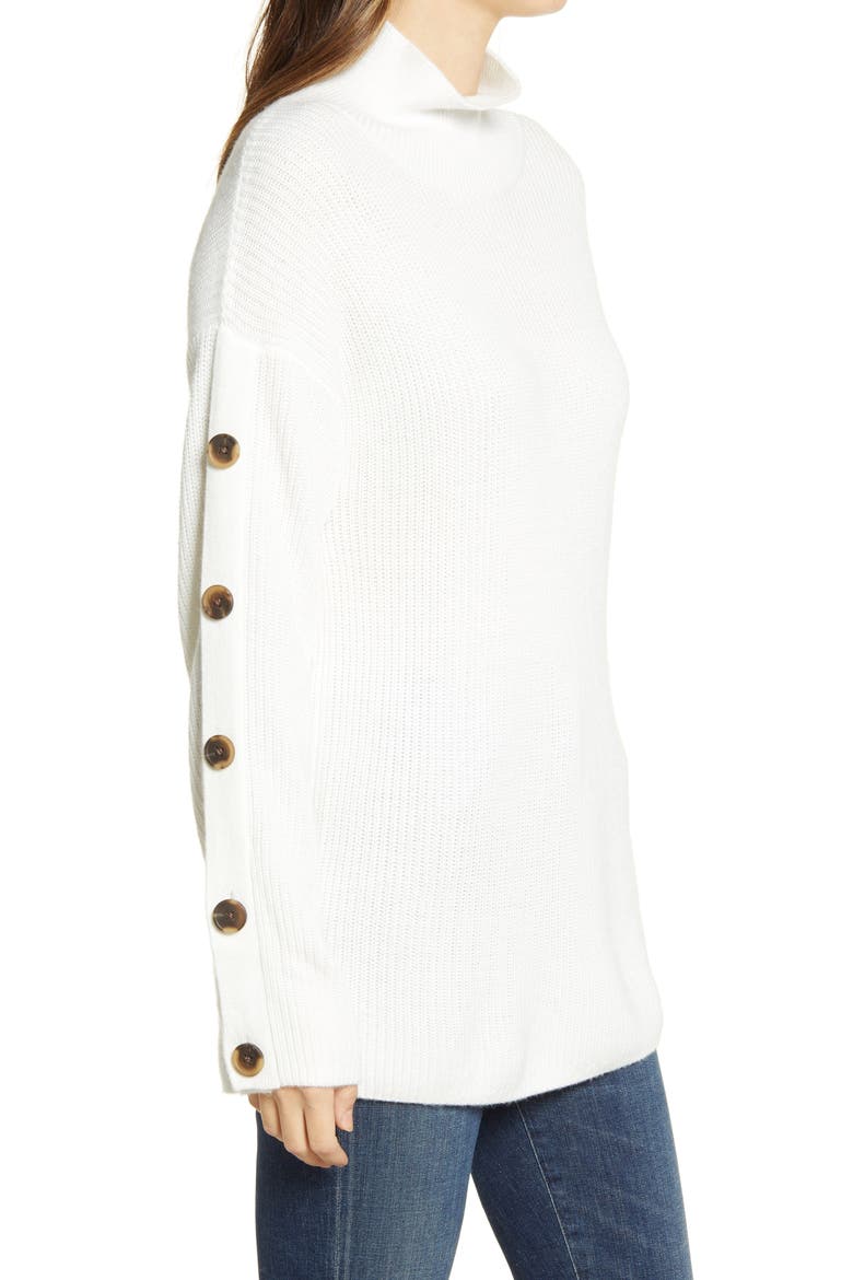 Button Detail Mock Neck Sweater, Alternate, color, IVORY CLOUD