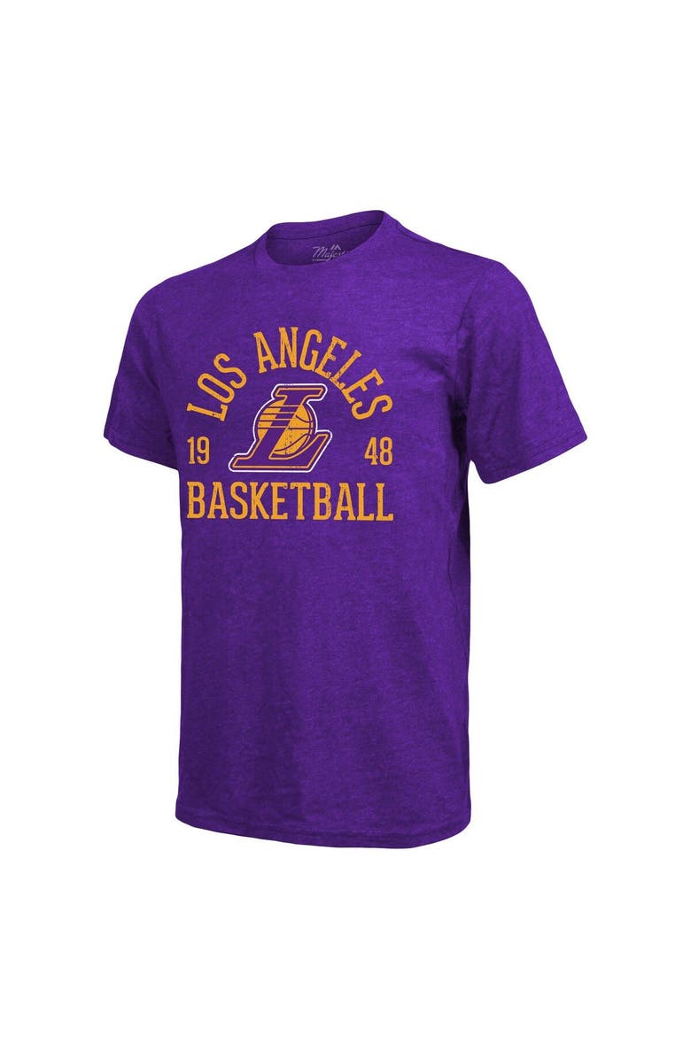 Majestic Threads Men's Majestic Threads Heathered Purple Los Angeles Lakers Ball Hog Logo Tri-Blend T-Shirt, Alternate, color, Heather Purple