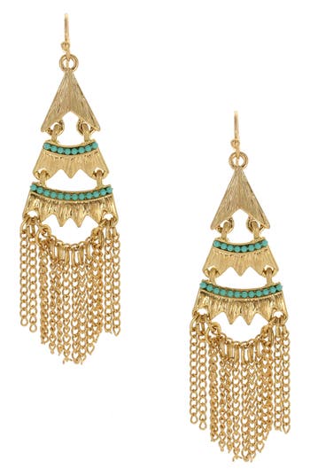 Olivia Welles Camira Fringe Drop Earrings In Gold