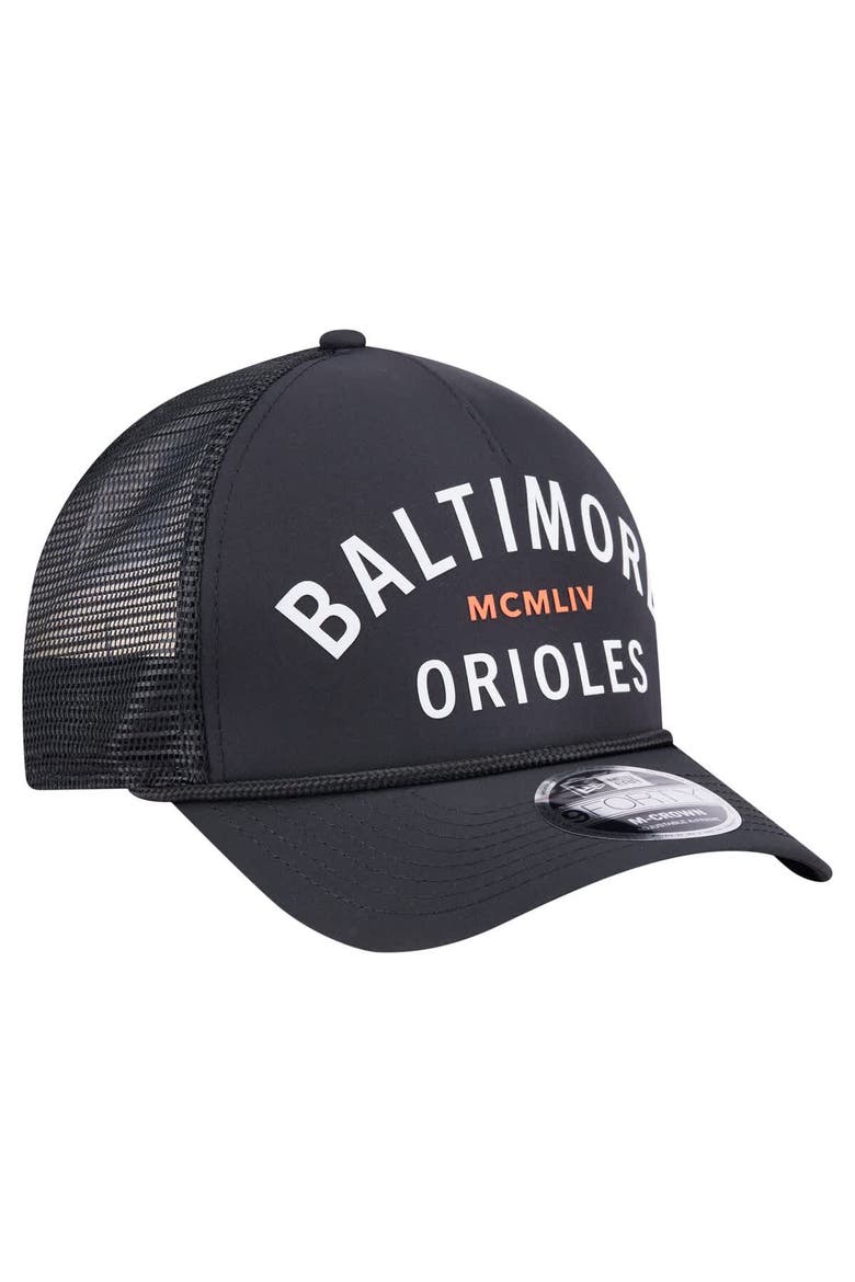 Men's New Era  Black Baltimore Orioles Minimalist 9FORTY A-Frame Adjustable Hat, Alternate, color, Black