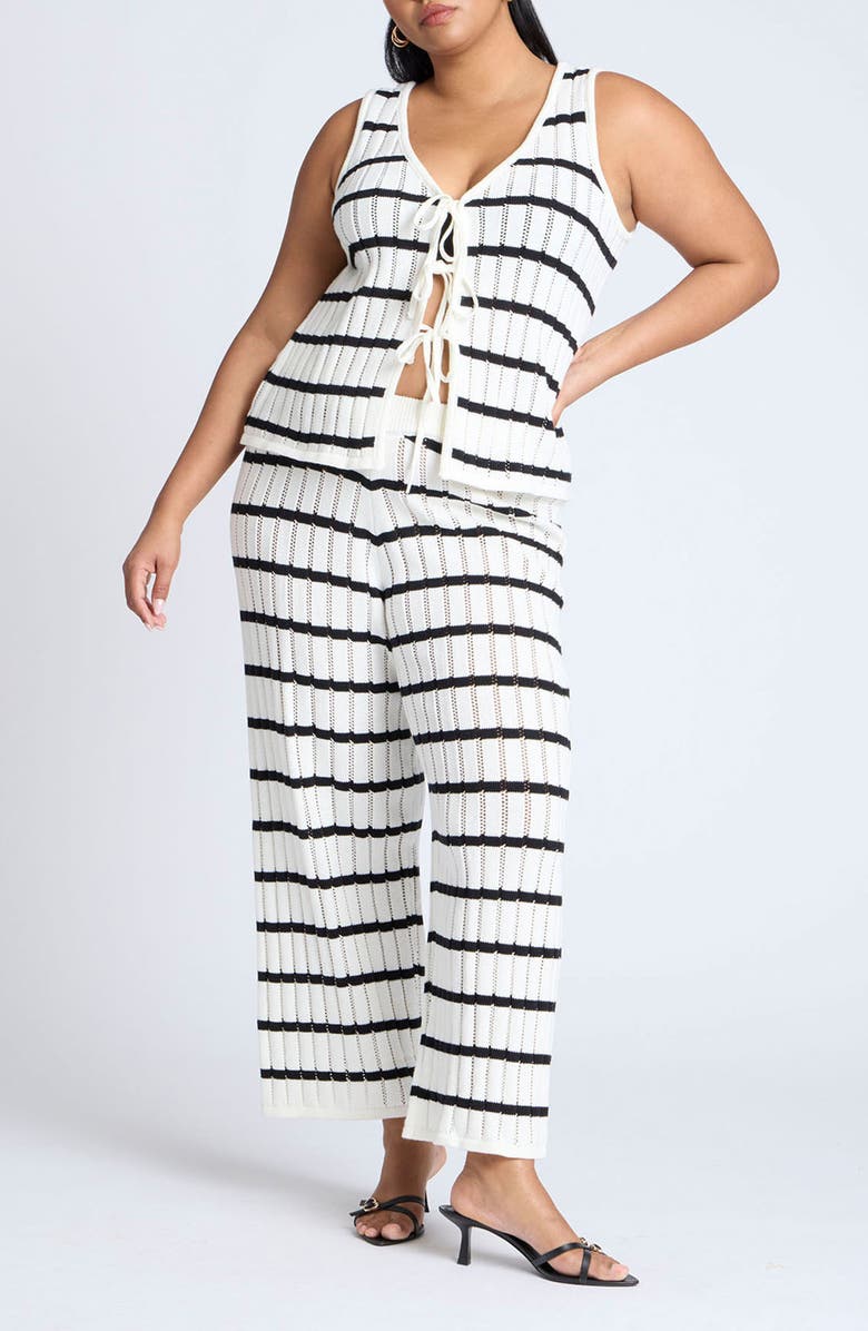 ELOQUII Stripe Tie Front Sweater Tank, Alternate, color, 