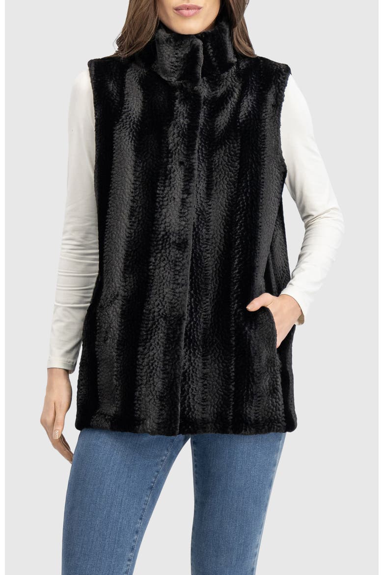 Fur-Free Mink (Faux Fur) Reversible Vest, Main, color, BLACK/BLACK