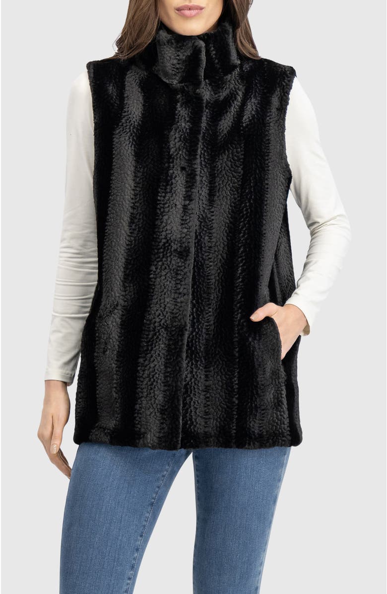 Lyla Grant Fur-Free Mink (Faux Fur) Reversible Vest, Main, color, Black/Black