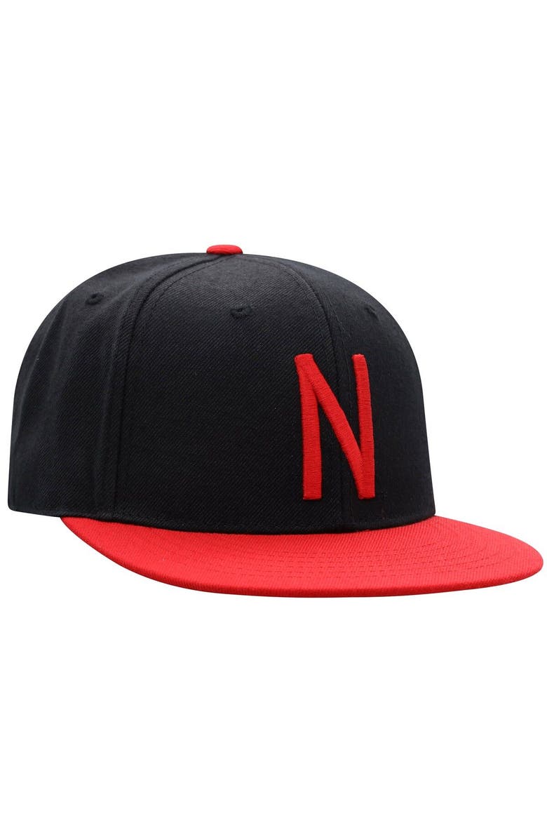 TOP OF THE WORLD Men's Top of the World Black/Scarlet Nebraska Huskers Team Color Two-Tone Fitted Hat, Alternate, color, Black
