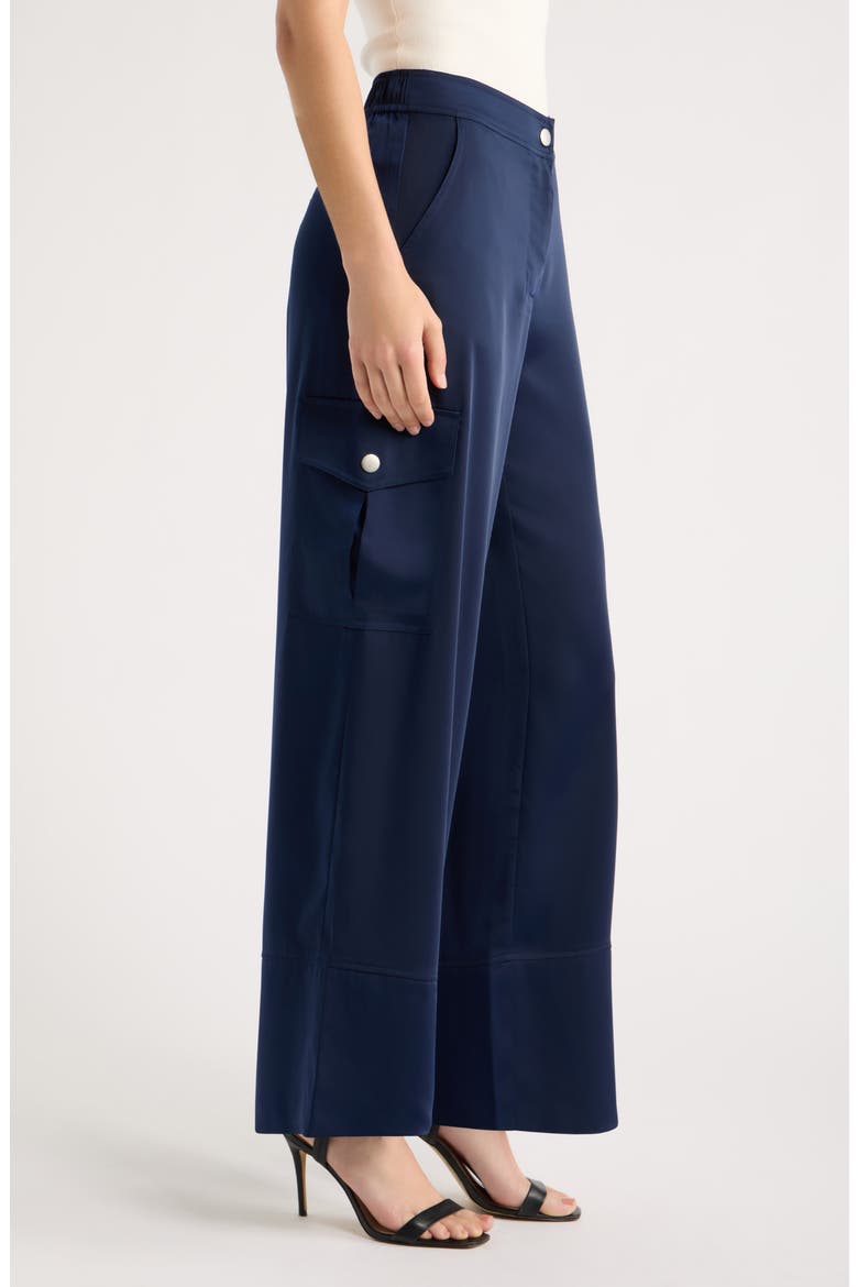 Wide Leg Bellows Pocket Trouser Pants, Alternate, color, EVENING BLUE