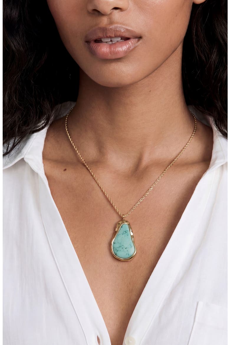 Hidden Stone Molten Pendant Necklace, Alternate, color, TURQUOISE