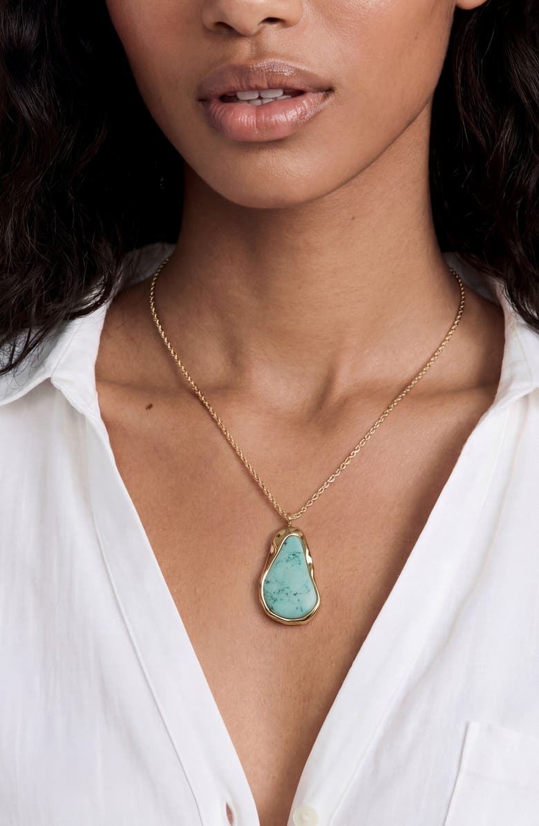 Ettika Hidden Stone Molten Pendant Necklace, Alternate, color, Turquoise