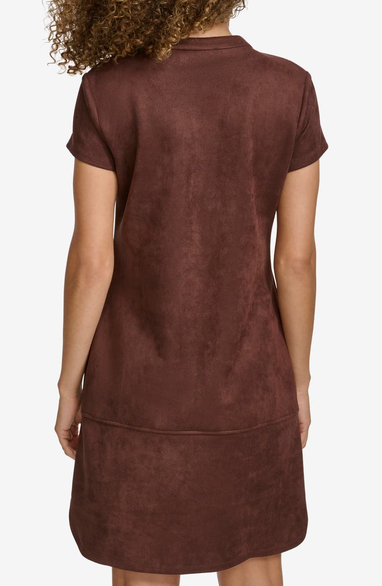 Kensie Faux Suede Shirtdress, Alternate, color, Chocolate