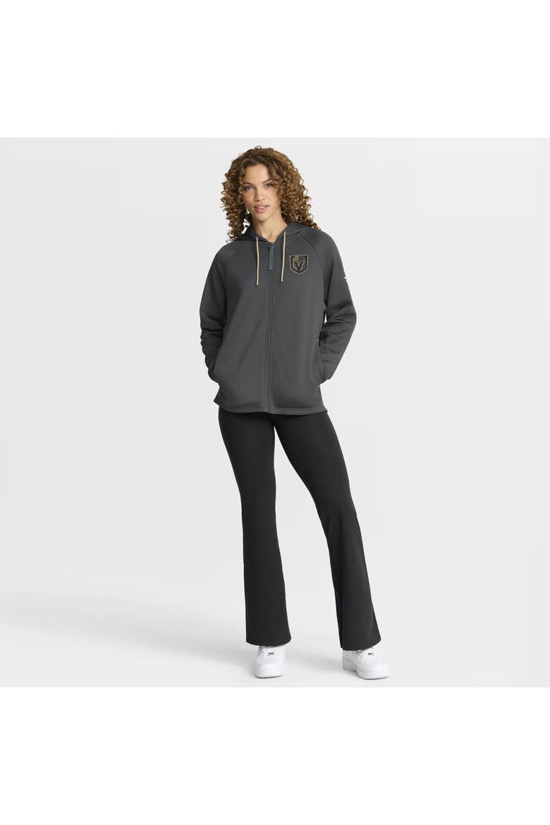 Women's Fanatics Black Vegas Golden Knights Authentic Pro Rink Raglan Full-Zip Hoodie, Alternate, color, Black