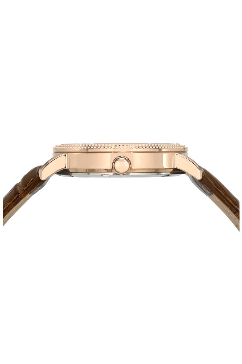 Veritas 2 Croc Embossed Leather Strap Watch, 40mm, Alternate, color, ROSE/ BROWN
