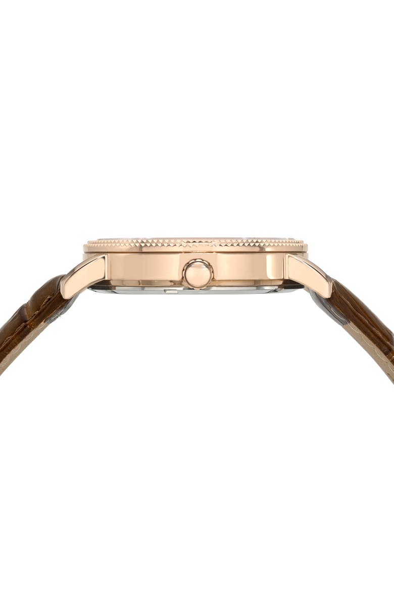 PORSAMO BLEU Veritas 2 Croc Embossed Leather Strap Watch, 40mm, Alternate, color, Rose/ Brown