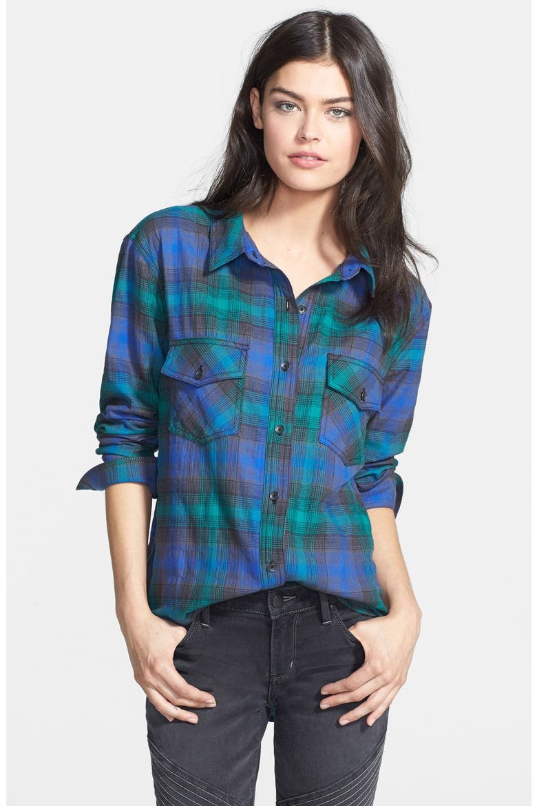Treasure&Bond Plaid Shirt, Main, color, BLUE MEDIEVAL PLAID COMBO