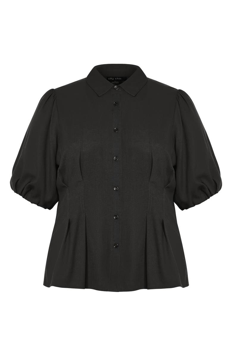 City Chic Betty Short Sleeve Button-Up Shirt, Alternate, color, 
