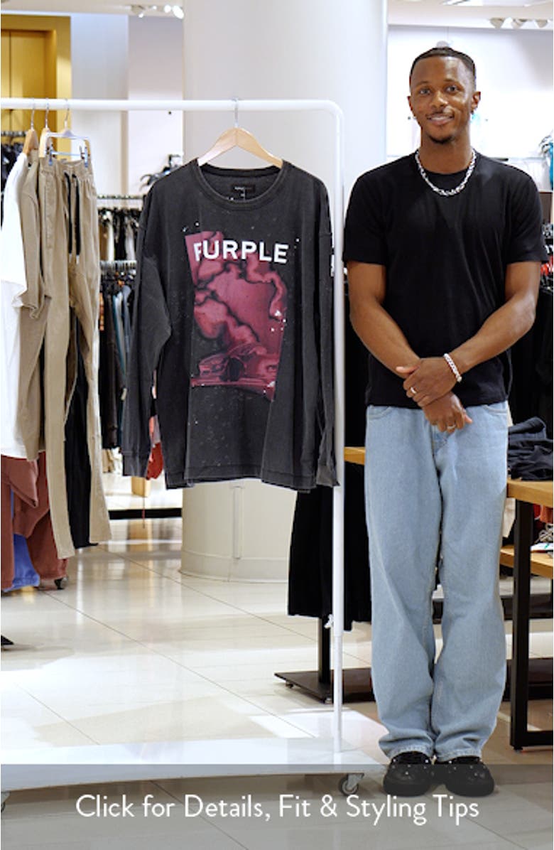 Oversize Long Sleeve Distressed Graphic T-Shirt, sales video thumbnail