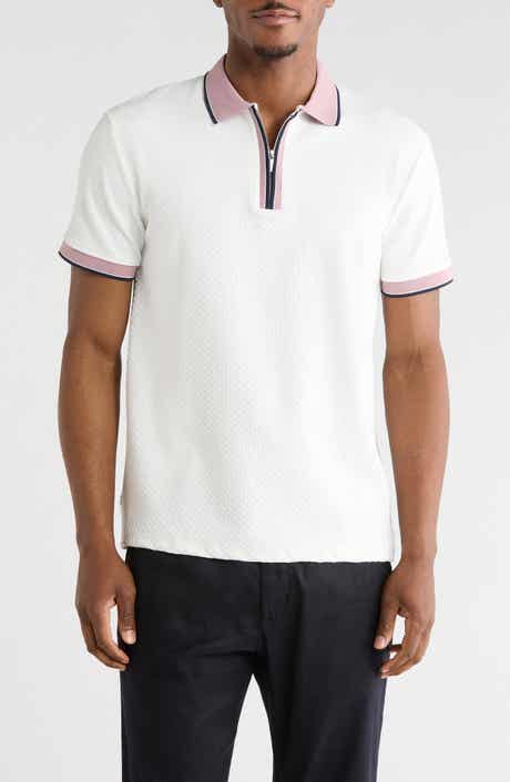 DENIM AND FLOWER Textured Quarter Zip Polo