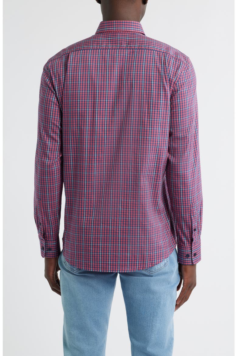 Kenney Check Stretch Button-Up Shirt, Alternate, color, LOBSTER