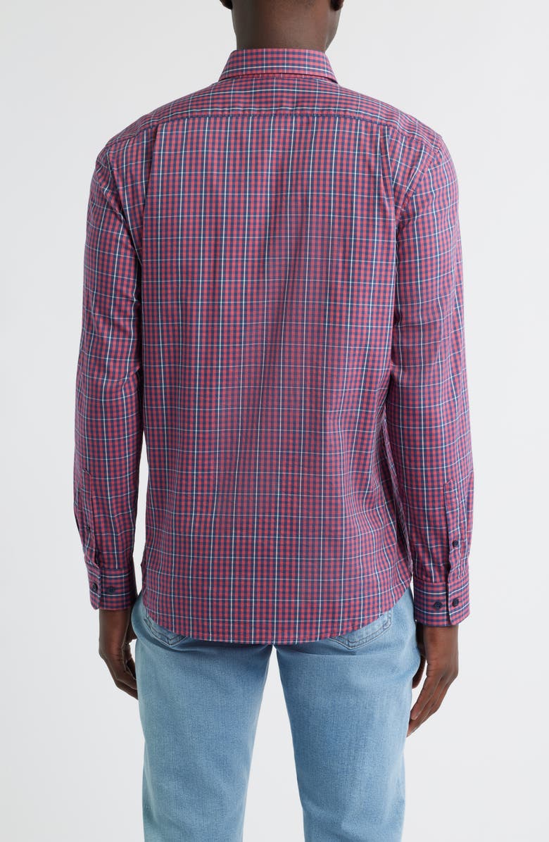 johnnie-O Kenney Check Stretch Button-Up Shirt, Alternate, color, Lobster