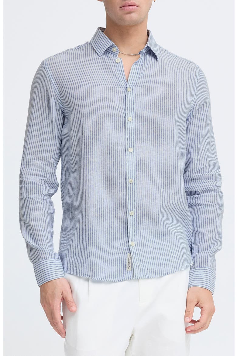 Striped Linen and Cotton Shirt, Main, color, SURF THE WEB