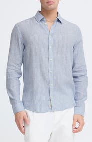 CASUAL FRIDAY Striped Linen and Cotton Shirt