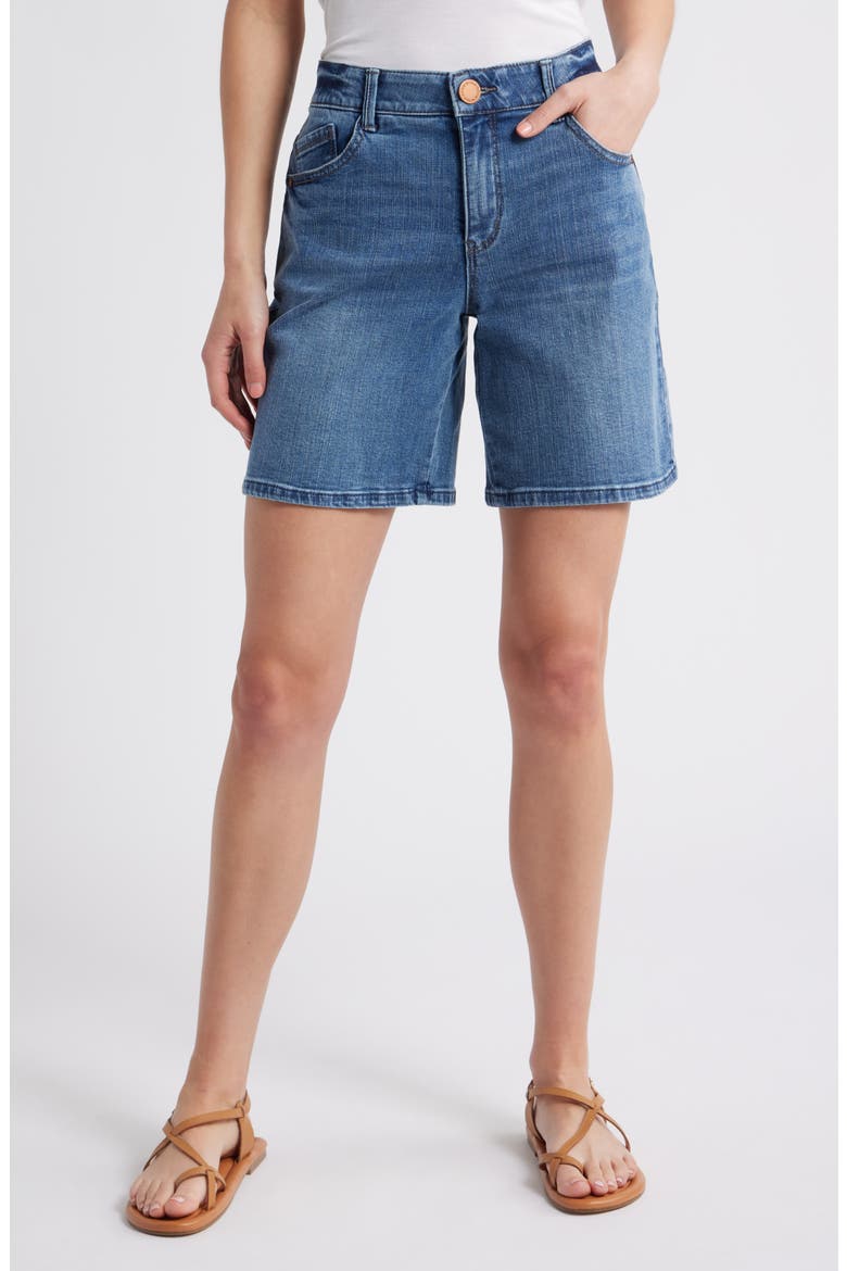High Waist Relaxed Denim Shorts, Main, color, BLUE