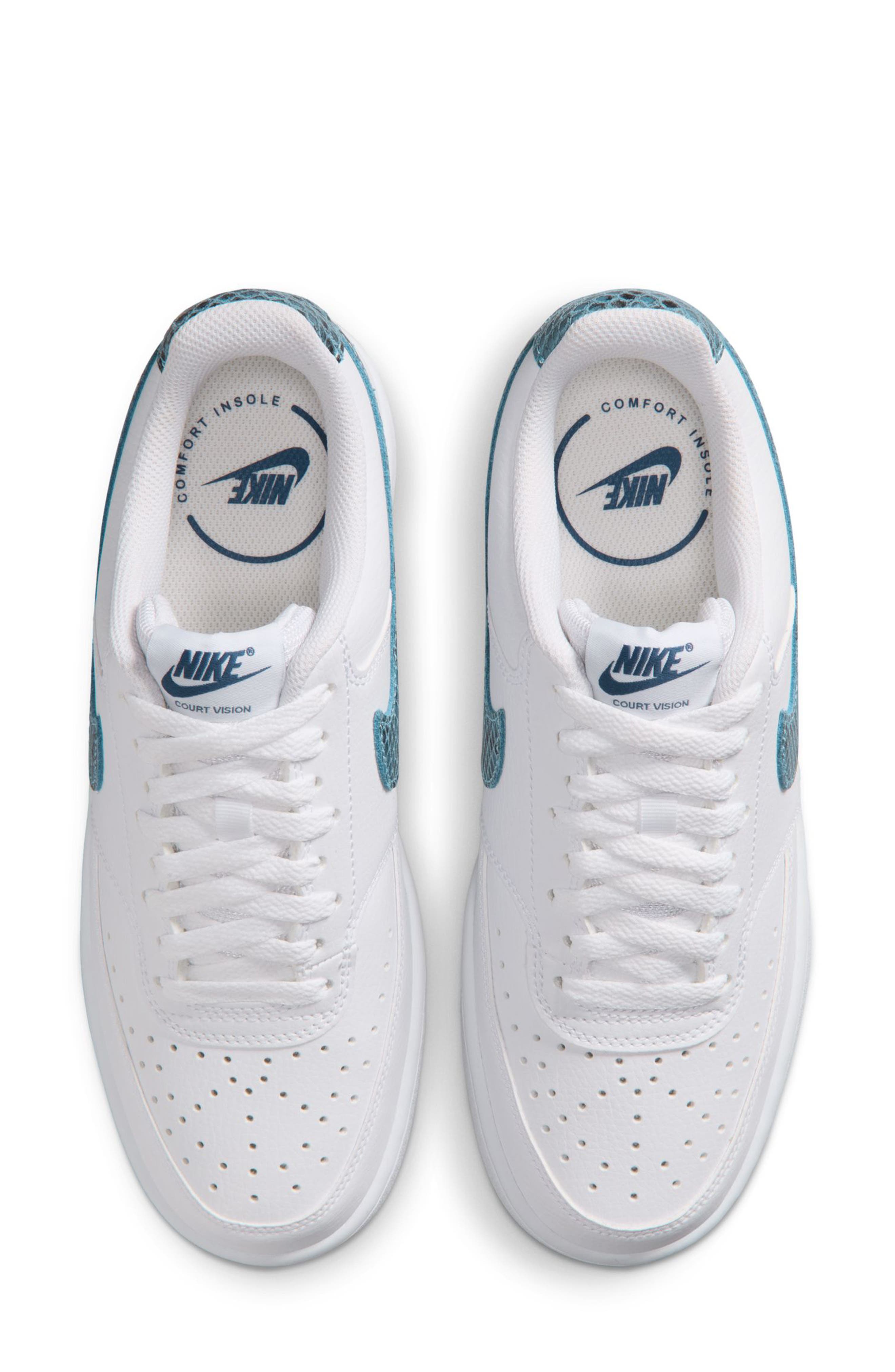Nike Court Vision Low Profile Sneakers, Alternate, color, White/ Blue/ Brown
