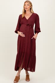 PinkBlush Swiss Dot Button Down Maxi Dress