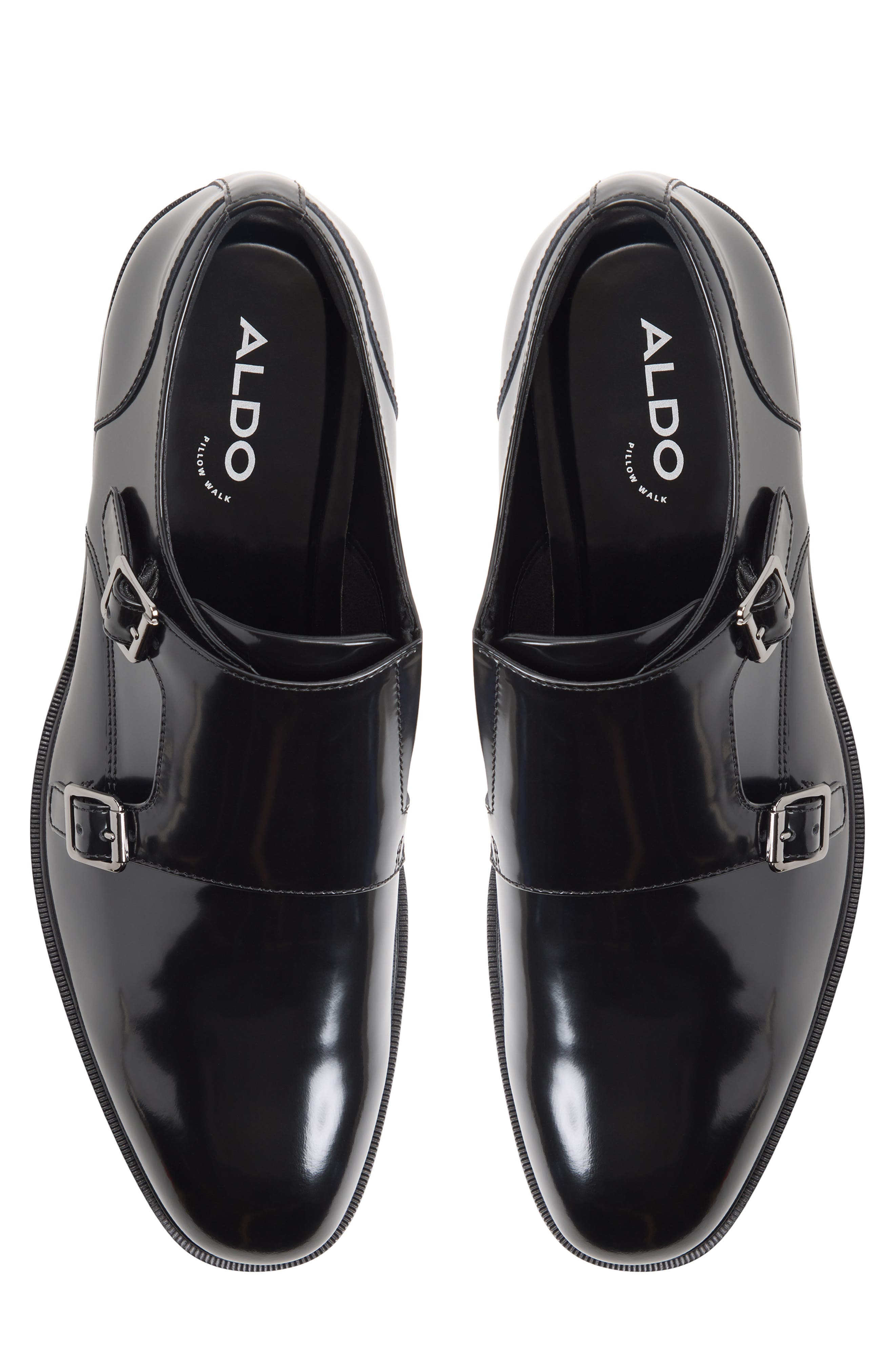 Lowry Leather Double Monk Strap Shoe, Alternate, color, BLACK