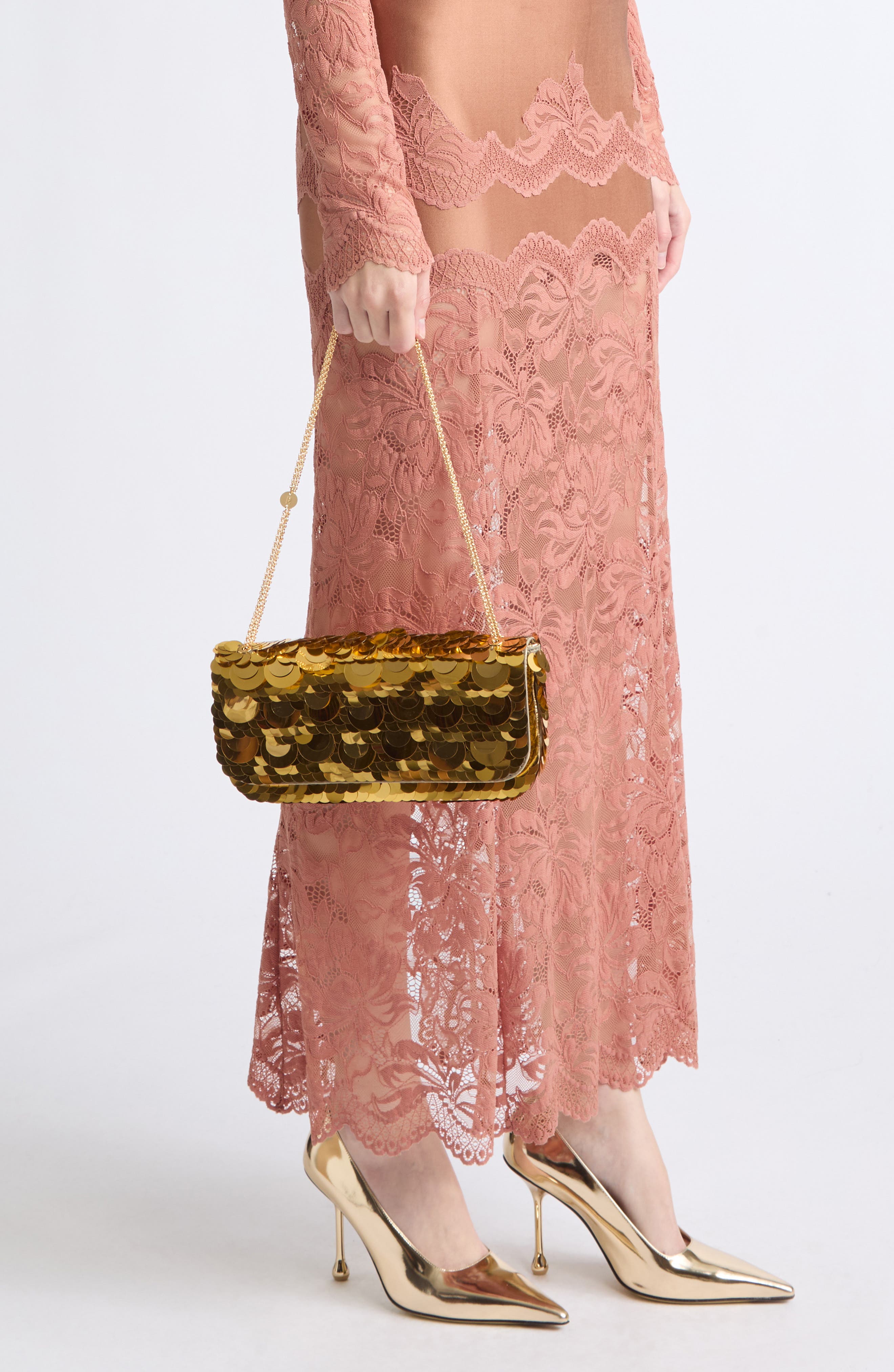 Small Sparkle Sequin Baguette Bag, Alternate, color, GOLD