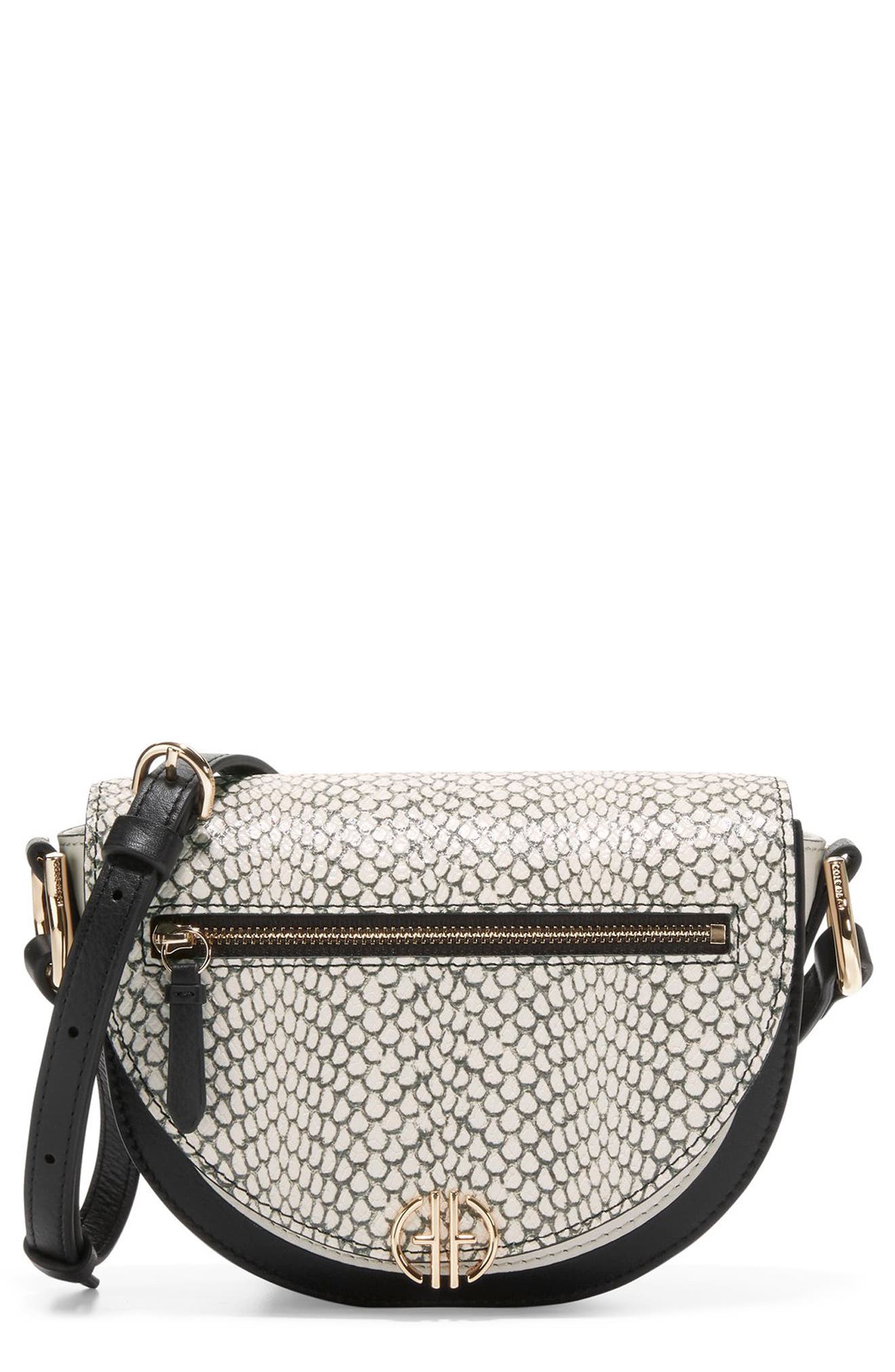Cole Haan Crescida Snake Embossed Leather Crossbody Bag, Main, color, 
