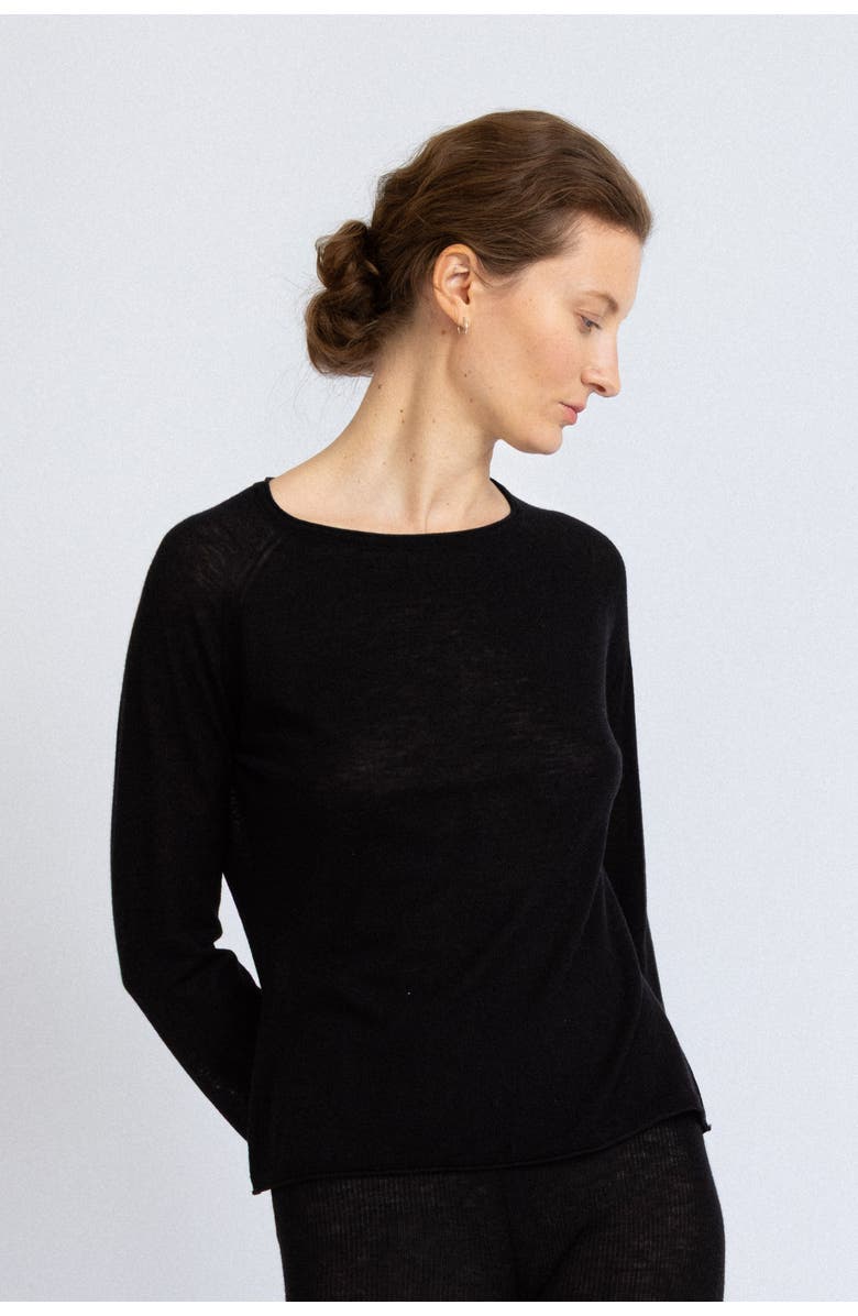 Alas Merino Wool Sheer Top, Main, color, Black
